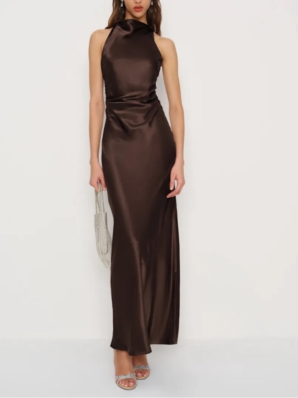 Reformation Anaiis Silk Dress In Black Bean, NWOT
